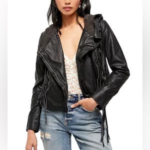 Free People Cleo Vegan Leather Moto Jacket.